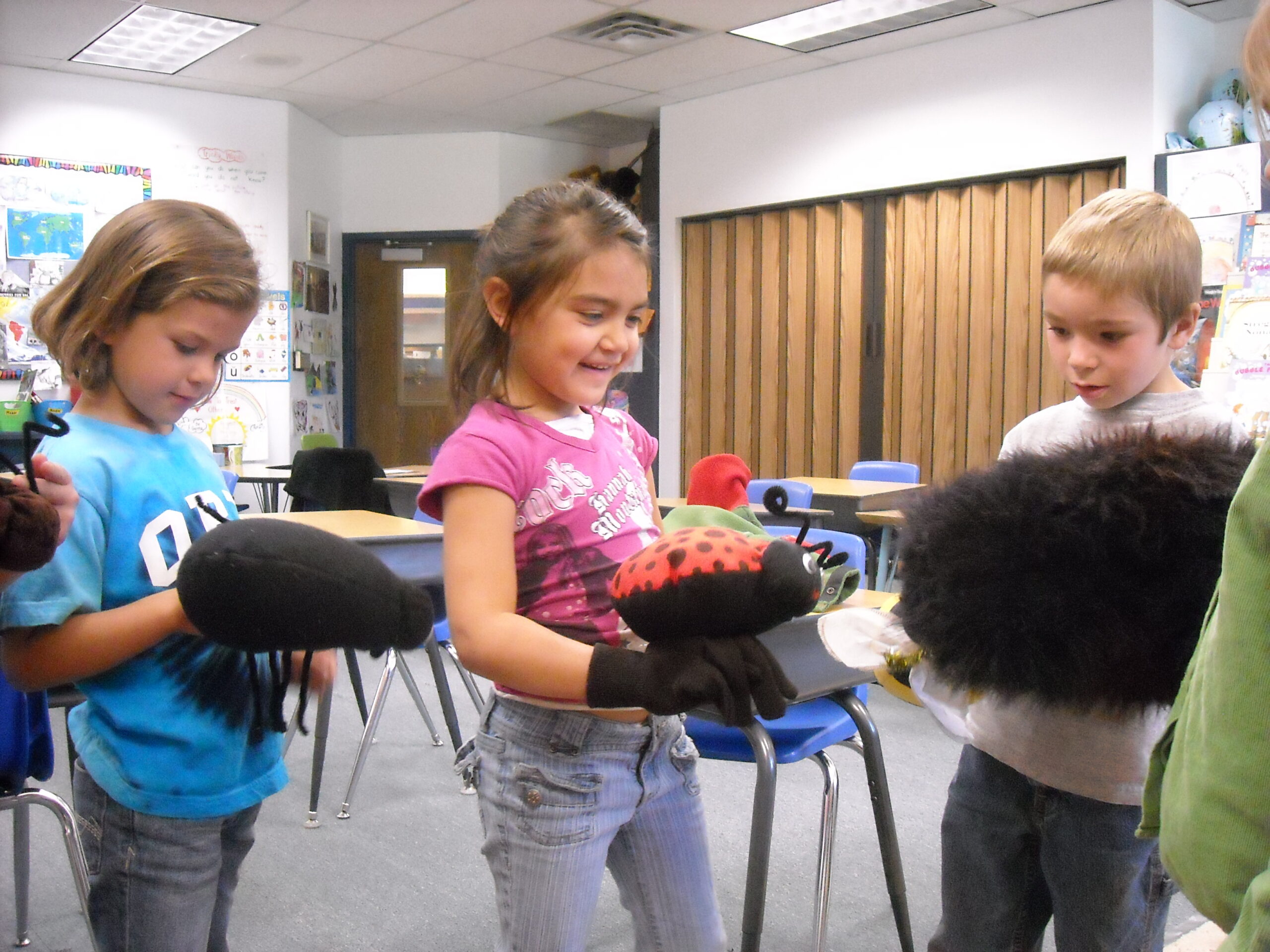 Kindergarteners putting on a puppet show